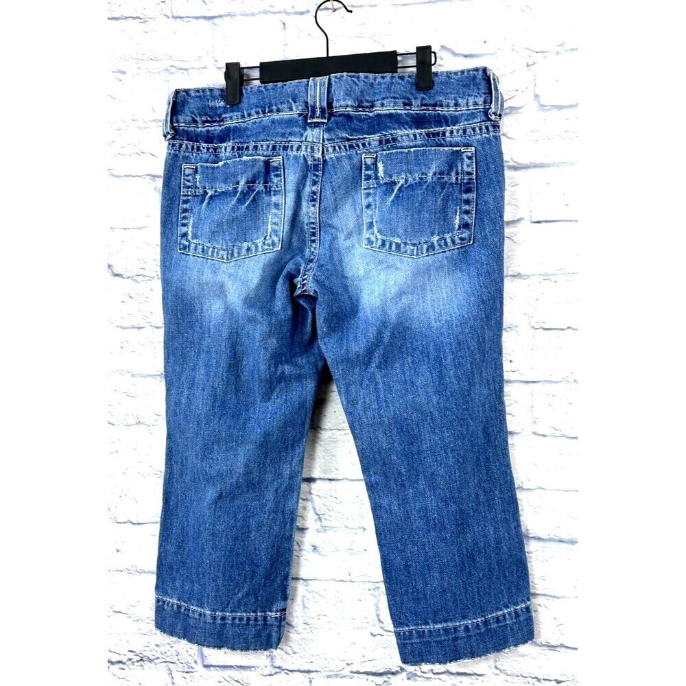 Old Navy Womens Sz 10/12 Ultra Low Waist Denim Jean Cropped Cuffed Distressed - Picture 6 of 12